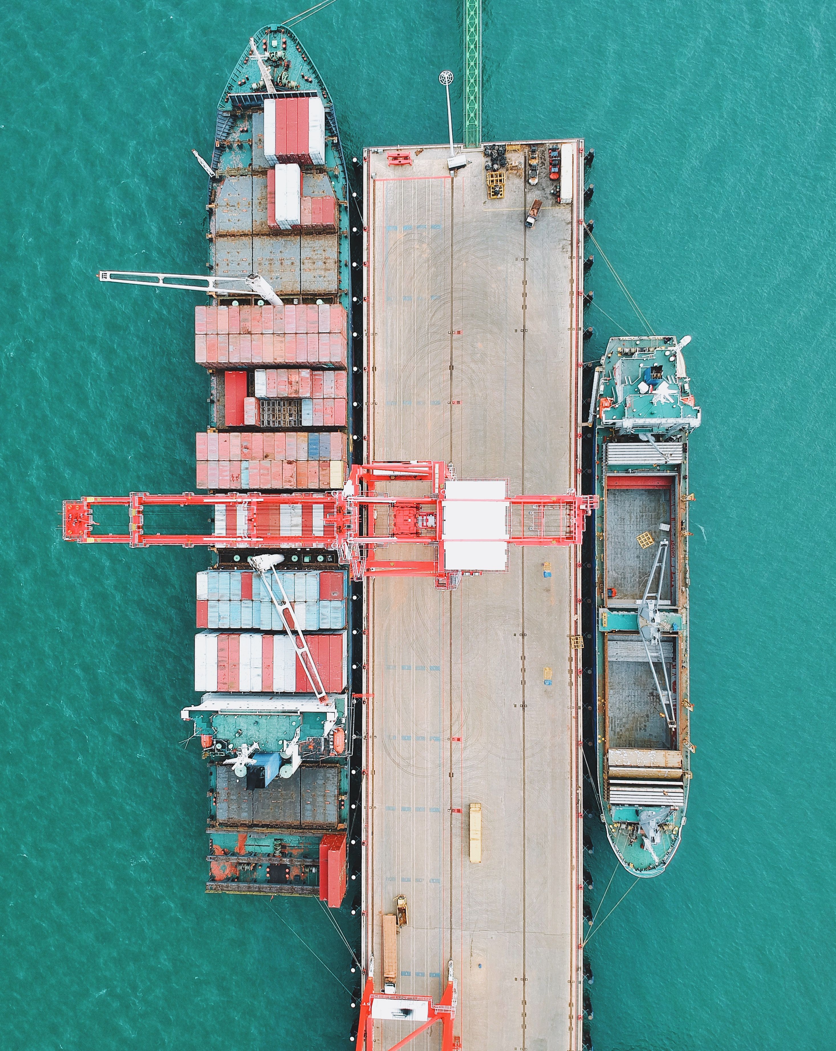 Cargo containers docked at port