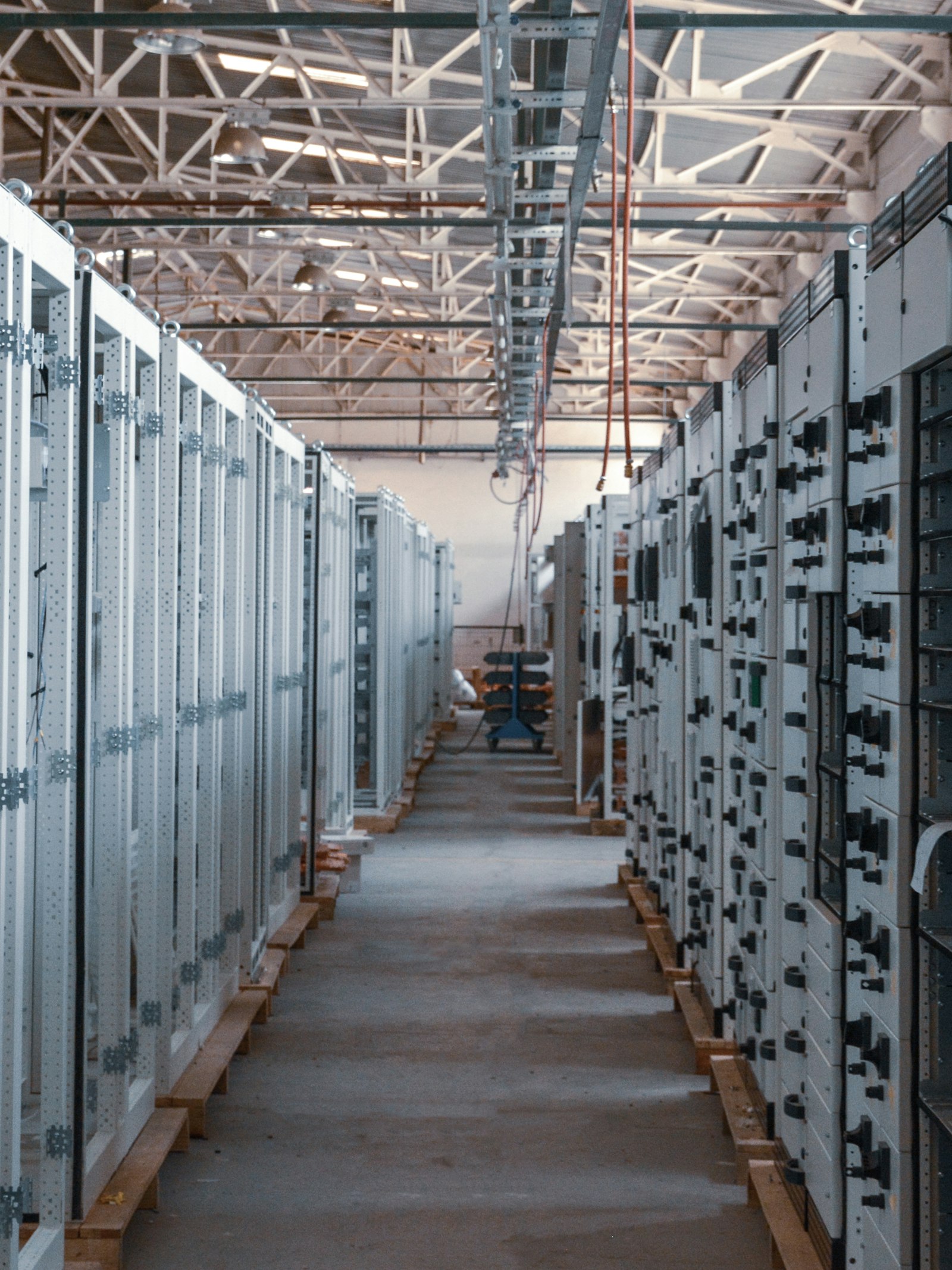 Rows of data centre server racks